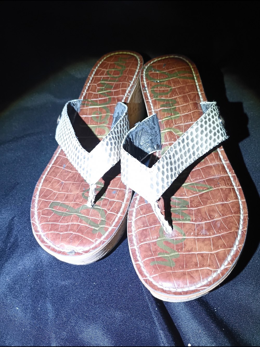 Sam Edelman Snakeskin Leather Cork Wedges